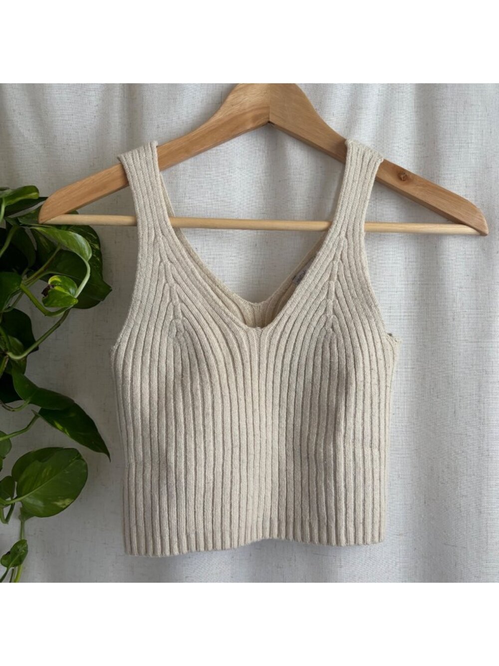 boho cream knit tank top cropped west of melrose